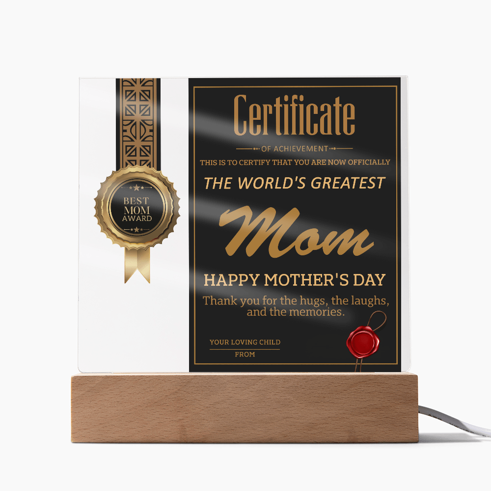 Acrylic Square Plaque – World's Greatest Mom Mother's Day - TreasuredTale