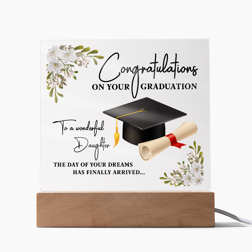 Acrylic Square Plaque - Graduation, Congratulations Daughter