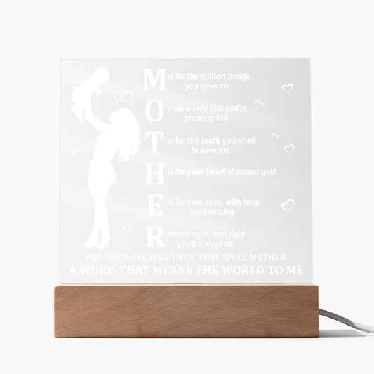 Acrylic Square Plaque – Mother Gift That Means the World