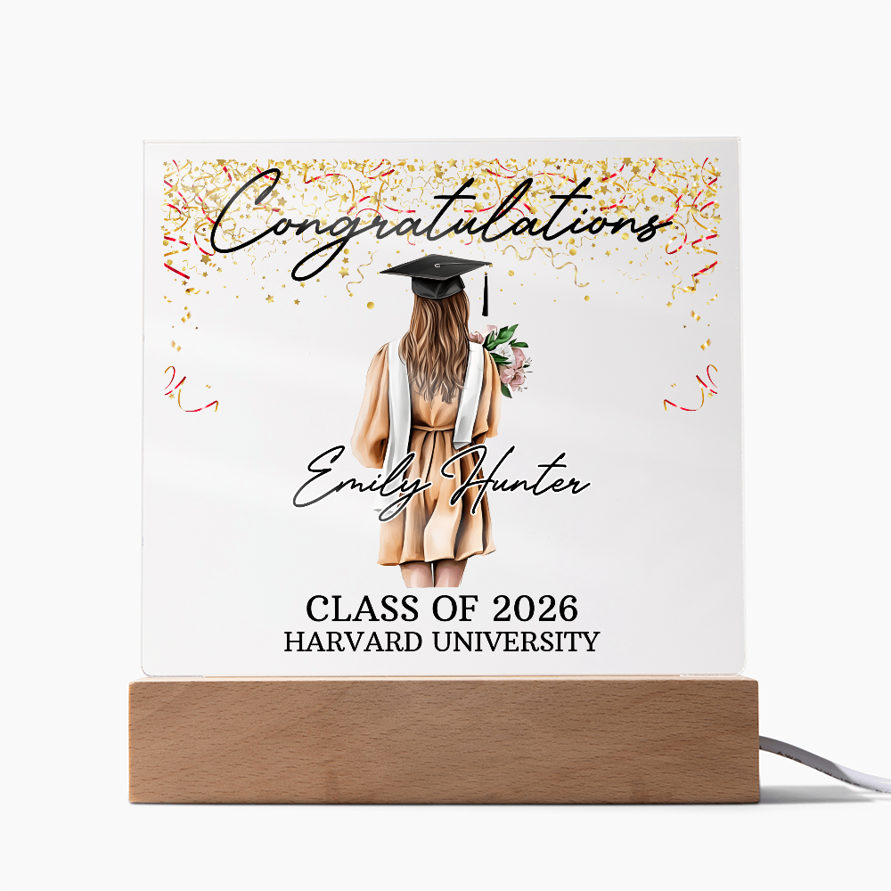 Acrylic Square Plaque - Personalized Graduation Gift For Her, Class Of 2026