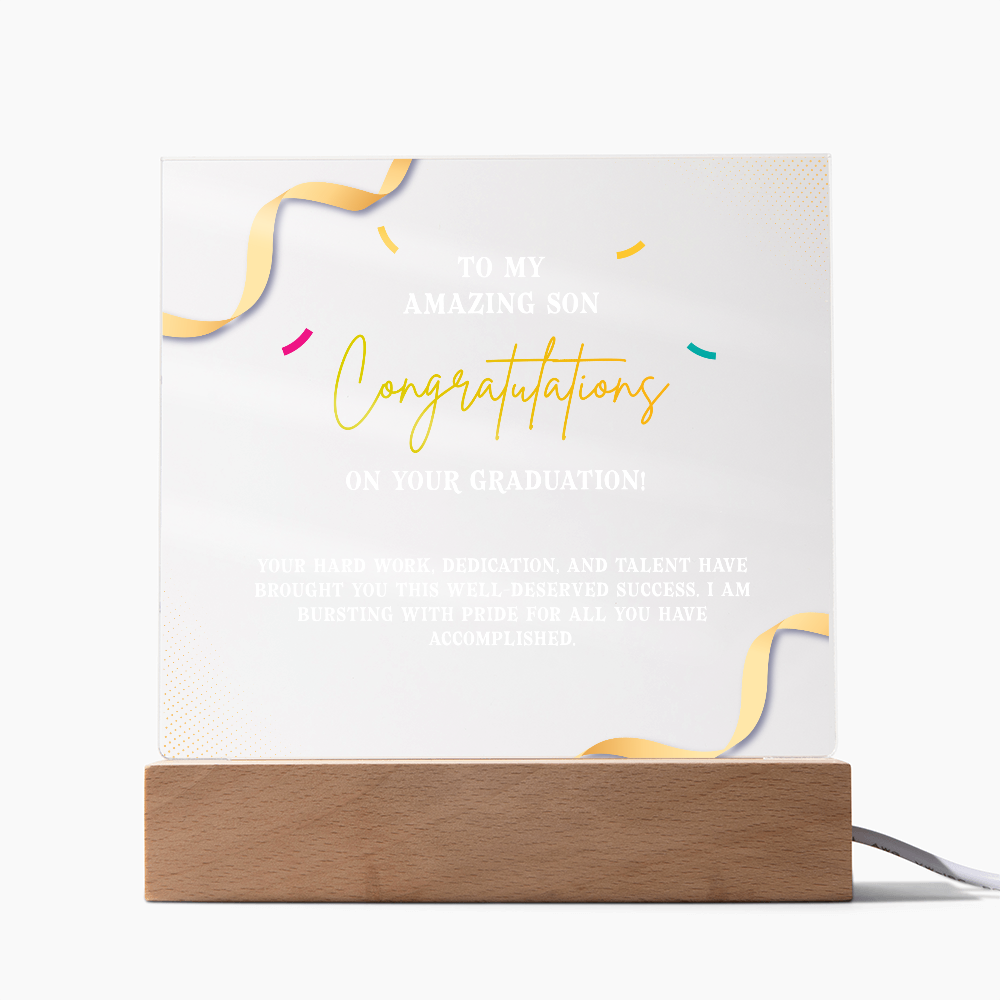 Acrylic Square Plaque - Graduation, To My Amazing Son