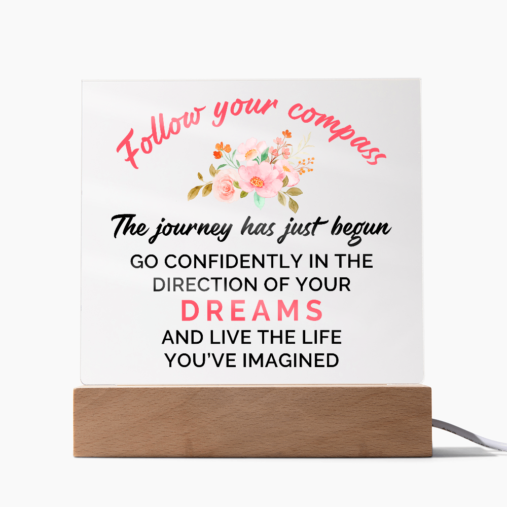 Acrylic Square Plaque - Graduation, Follow Your Compass