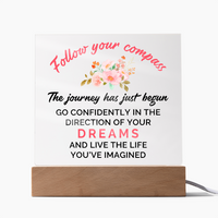 Acrylic Square Plaque - Graduation, Follow Your Compass