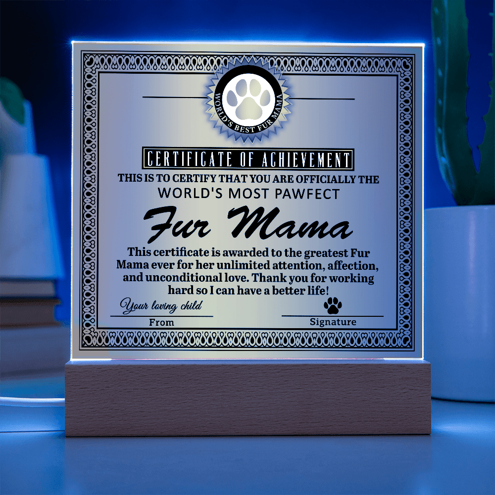 Acrylic Square Plaque – Funny Fur Mama Gift - TreasuredTale