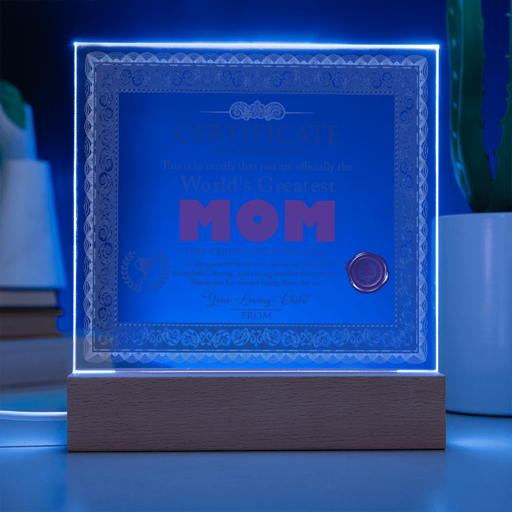 Acrylic Square Plaque – World's Greatest Mom Gift - TreasuredTale