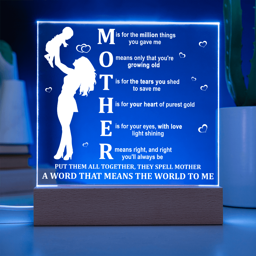 Acrylic Square Plaque – Mother Gift That Means the World - TreasuredTale
