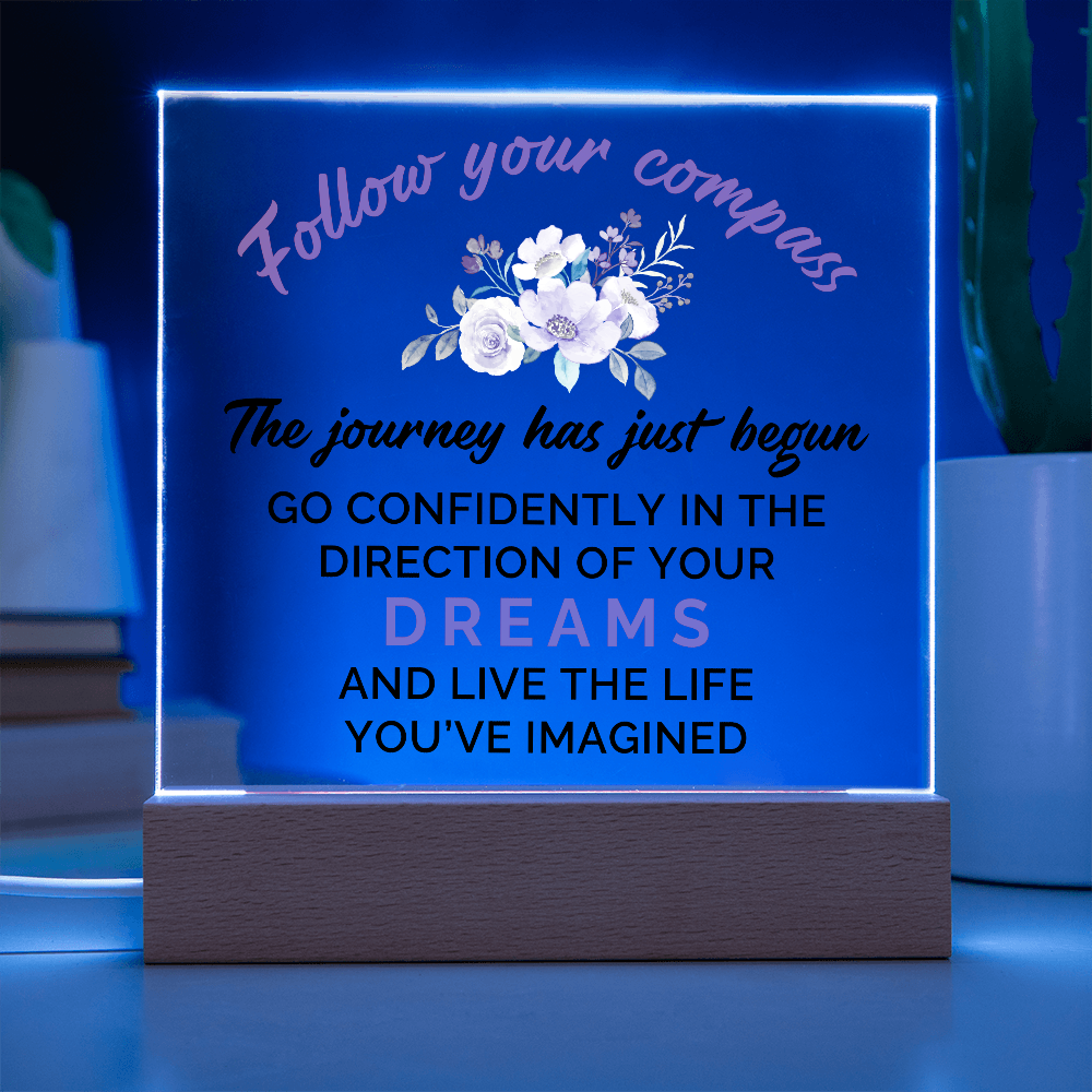 Acrylic Square Plaque - Graduation, Follow Your Compass