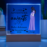 Personalized Acrylic Square Plaque for Mom to Be / Future Mom - Mother's Day Gift - New Adventure