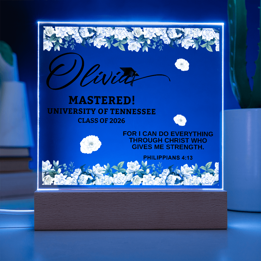 Personalized Acrylic Square Plaque - Graduation, Masters,  Religion
