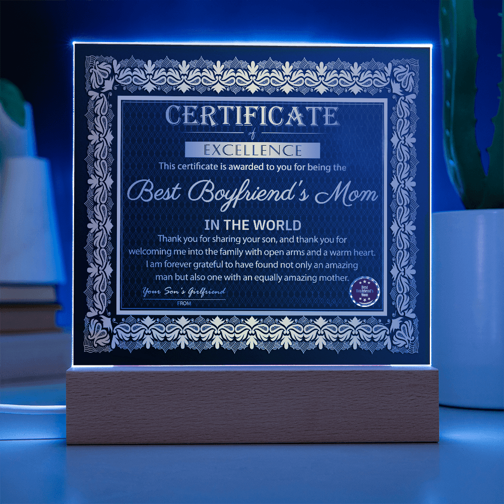 Acrylic Square Plaque – Best Boyfriend's Mom Gift - TreasuredTale