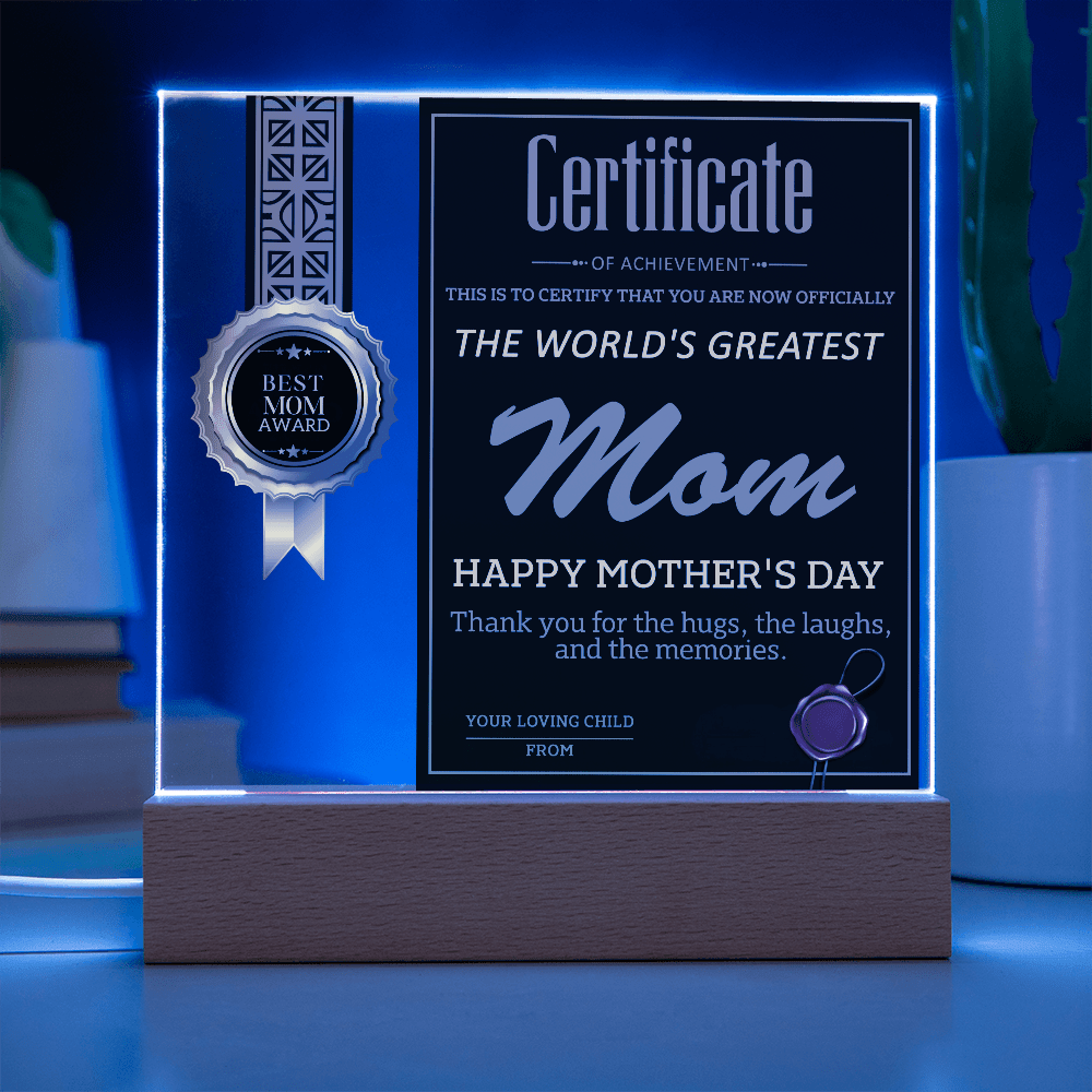 Acrylic Square Plaque – World's Greatest Mom Mother's Day - TreasuredTale