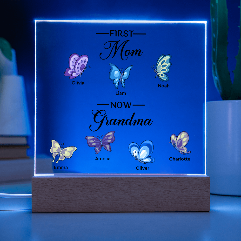 Personalized Acrylic Square Plaque for Grandma - Mother's Day Gift - First Mom Now Grandma