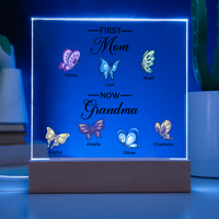 Personalized Acrylic Square Plaque for Grandma - Mother's Day Gift - First Mom Now Grandma