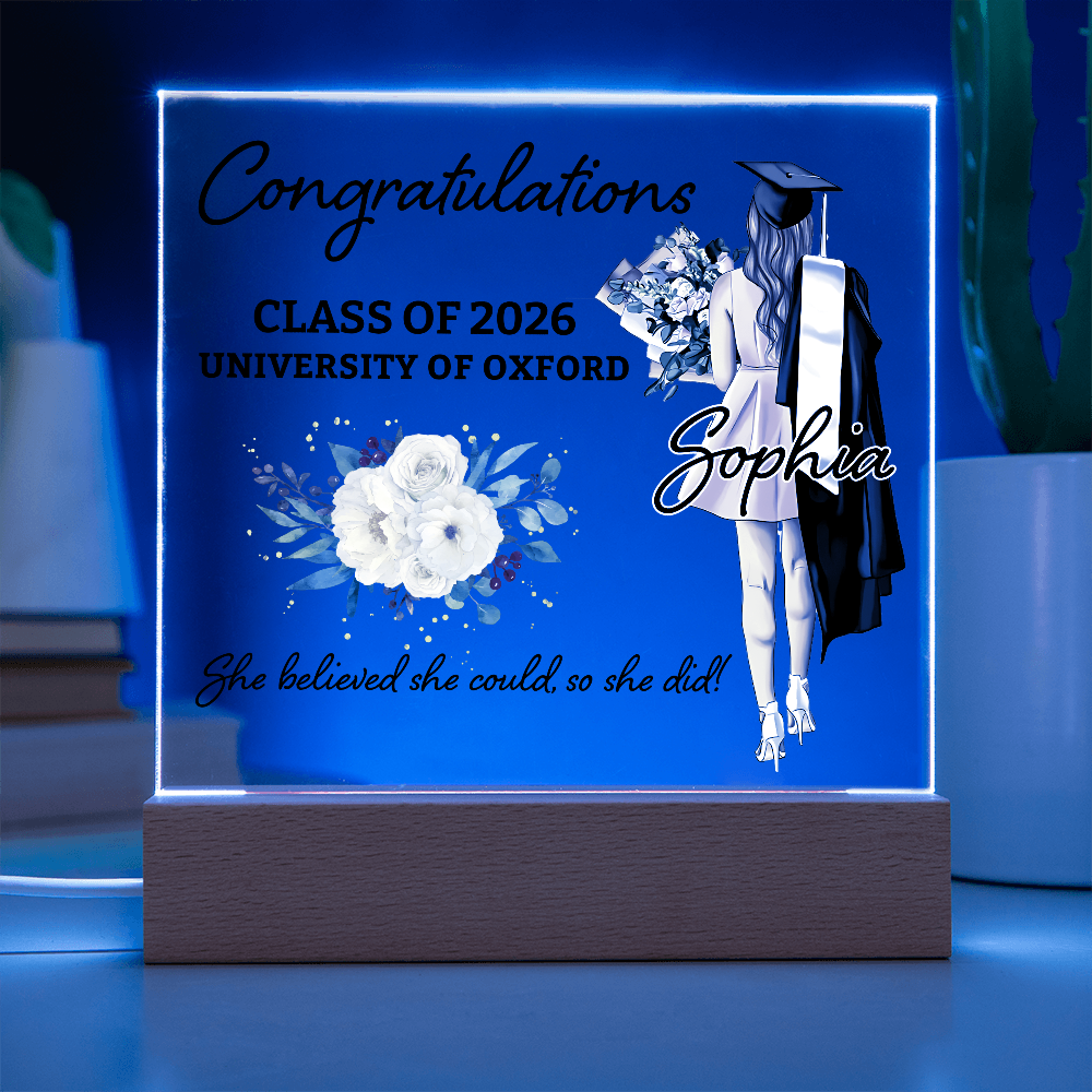 Acrylic Square Plaque - Personalized Graduation Gift For Her