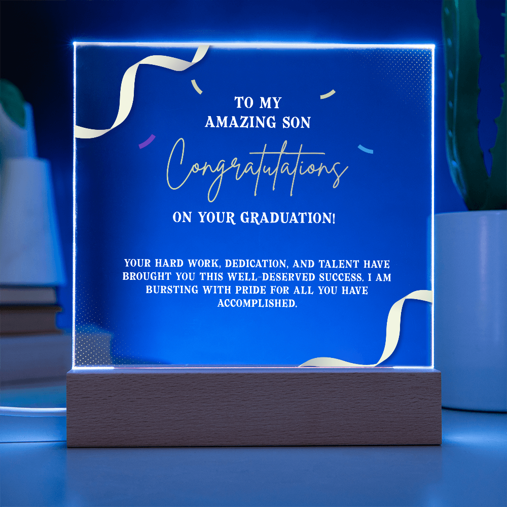 Acrylic Square Plaque - Graduation, To My Amazing Son