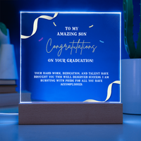 Acrylic Square Plaque - Graduation, To My Amazing Son