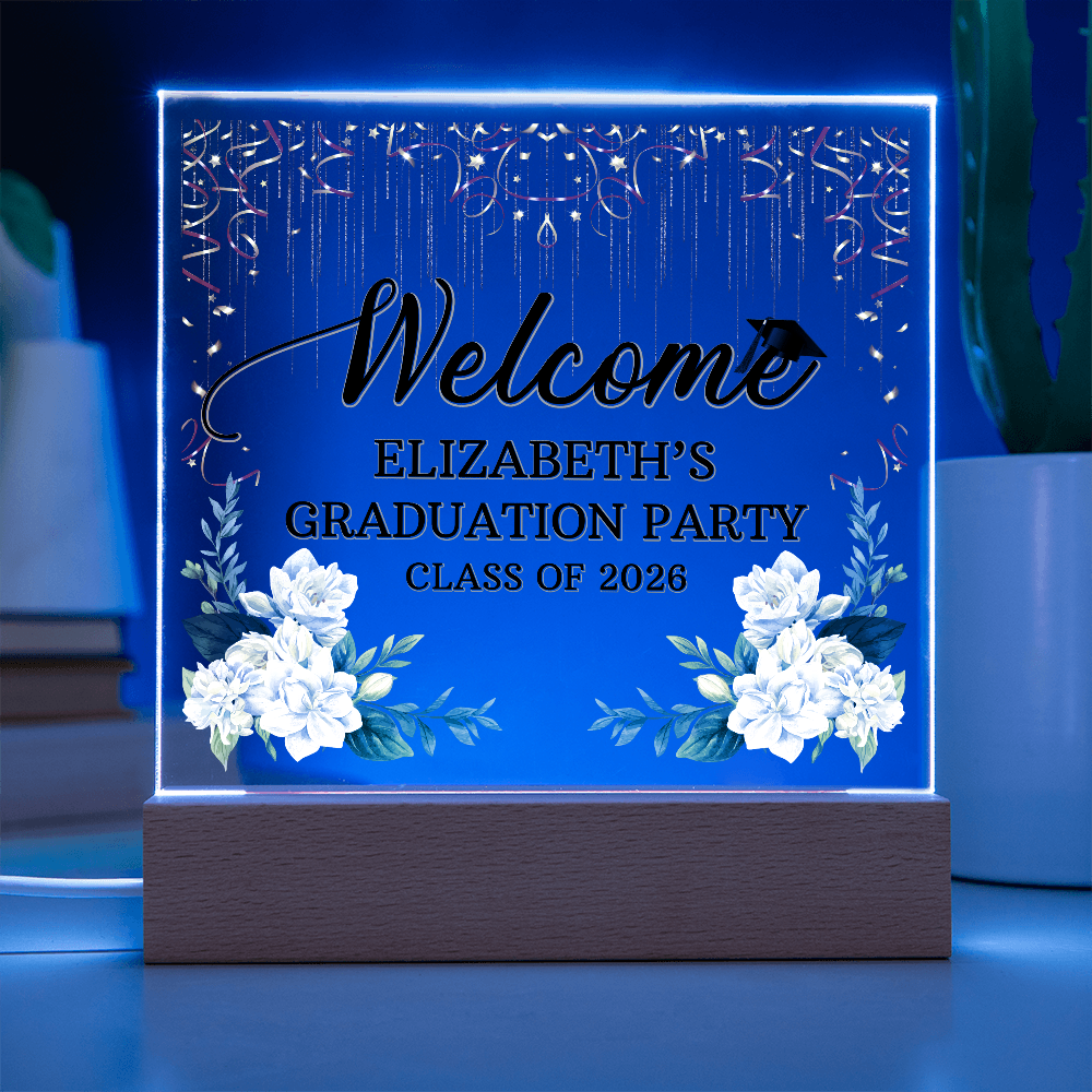 Personalized Acrylic Square Plaque - Graduation Party For Her