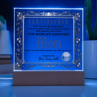 Acrylic Circle Plaque – World's Greatest Mom Award - TreasuredTale