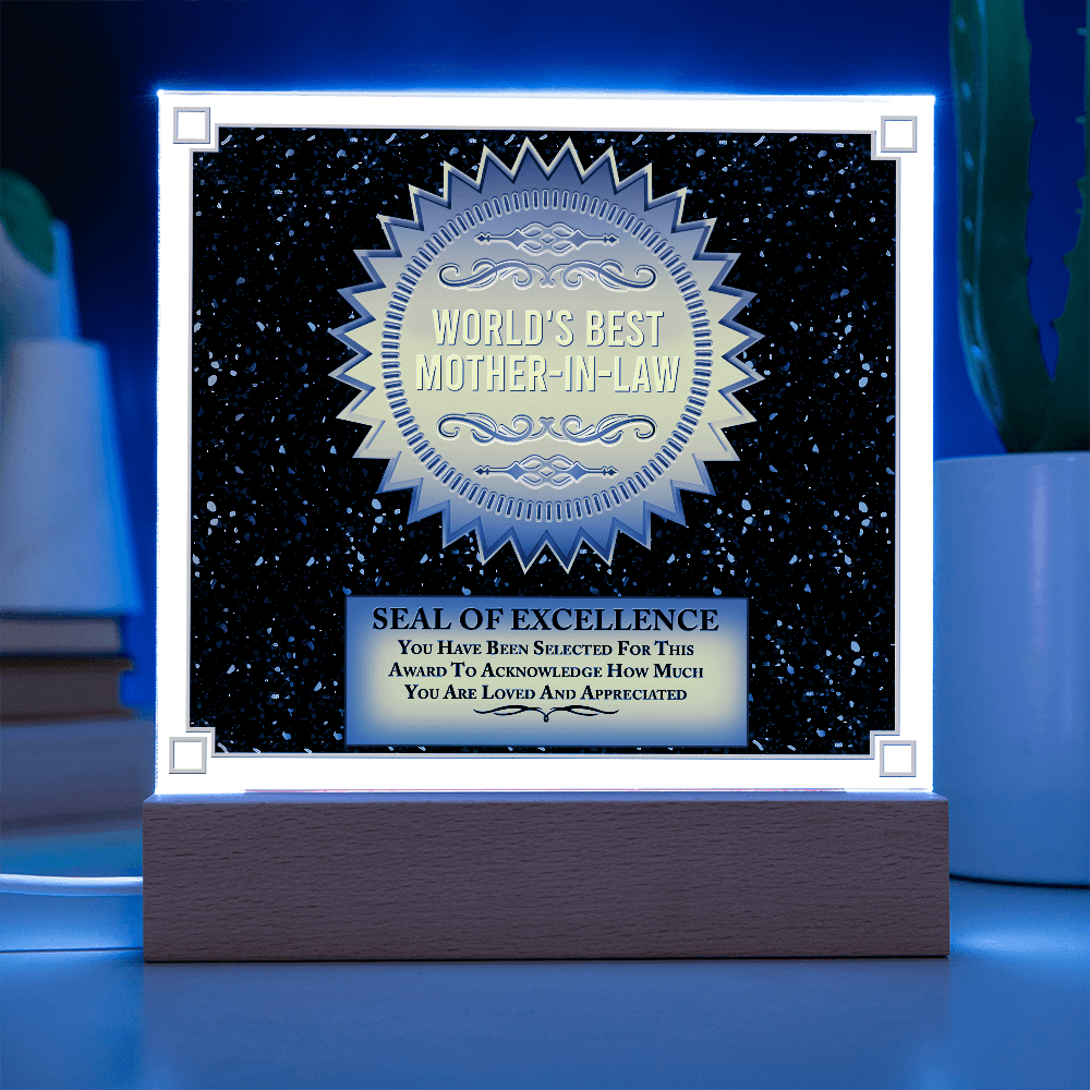 Acrylic Square Plaque – World's Best Mother - in - Law Gift - TreasuredTale