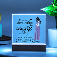 Personalized Acrylic Square Plaque for Mom to Be / Future Mom - Mother's Day Gift - New Adventure