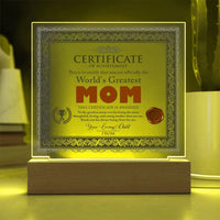 Acrylic Square Plaque – World's Greatest Mom Gift - TreasuredTale