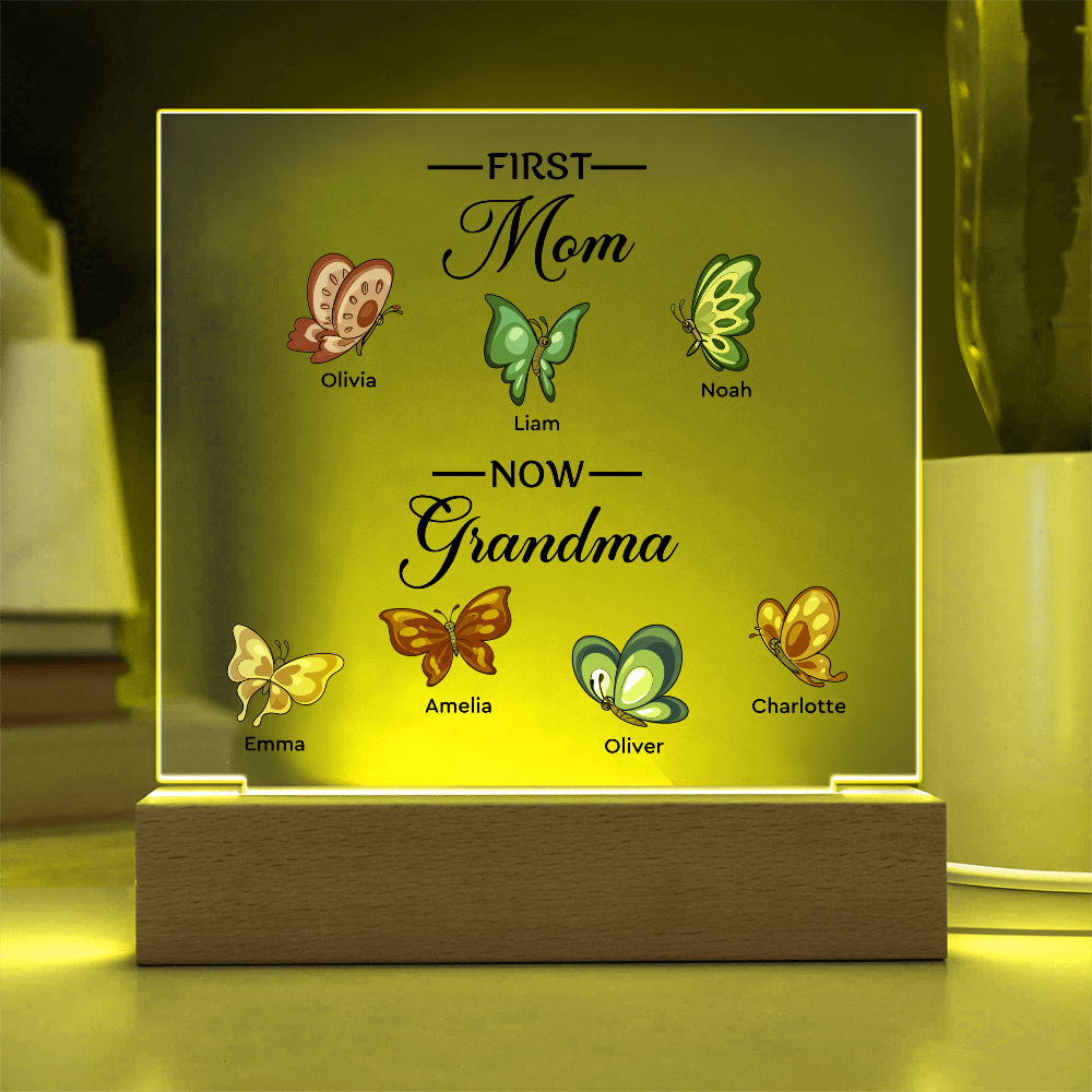 Personalized Acrylic Square Plaque for Grandma - Mother's Day Gift - First Mom Now Grandma