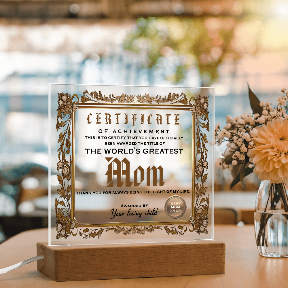 Acrylic Circle Plaque – World's Greatest Mom Award - TreasuredTale