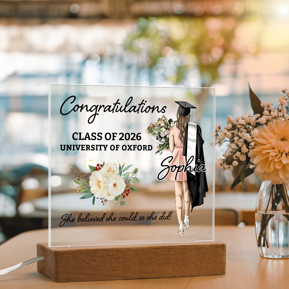 Acrylic Square Plaque - Personalized Graduation Gift For Her