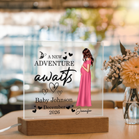 Personalized Acrylic Square Plaque for Mom to Be / Future Mom - Mother's Day Gift - New Adventure