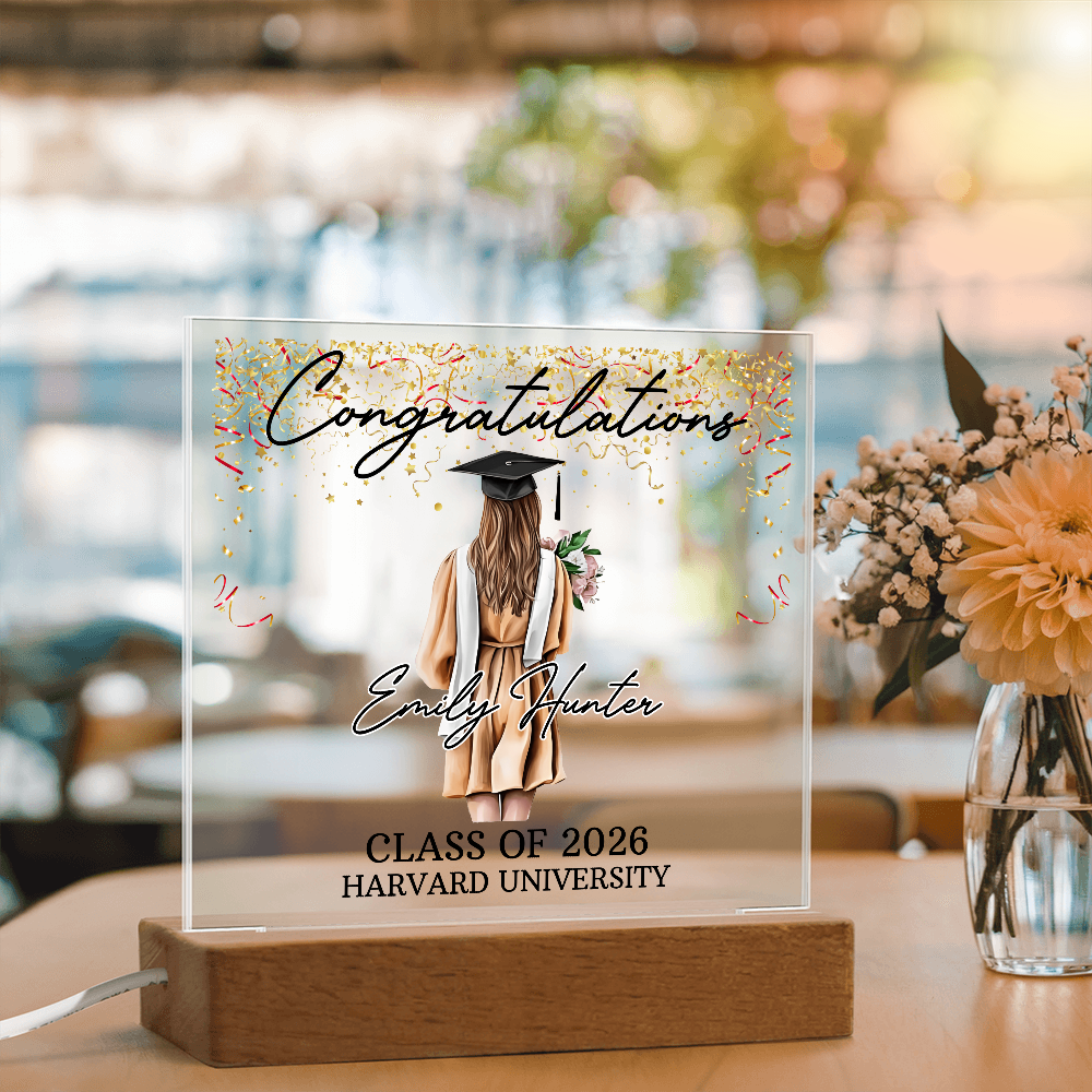 Acrylic Square Plaque - Personalized Graduation Gift For Her, Class Of 2026