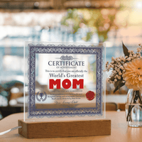 Acrylic Square Plaque – World's Greatest Mom Gift - TreasuredTale