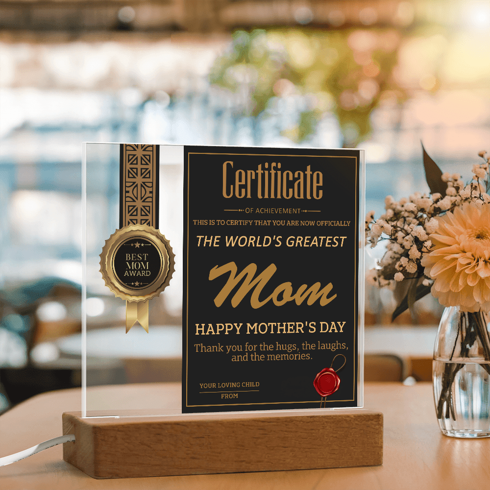 Acrylic Square Plaque – World's Greatest Mom Mother's Day - TreasuredTale