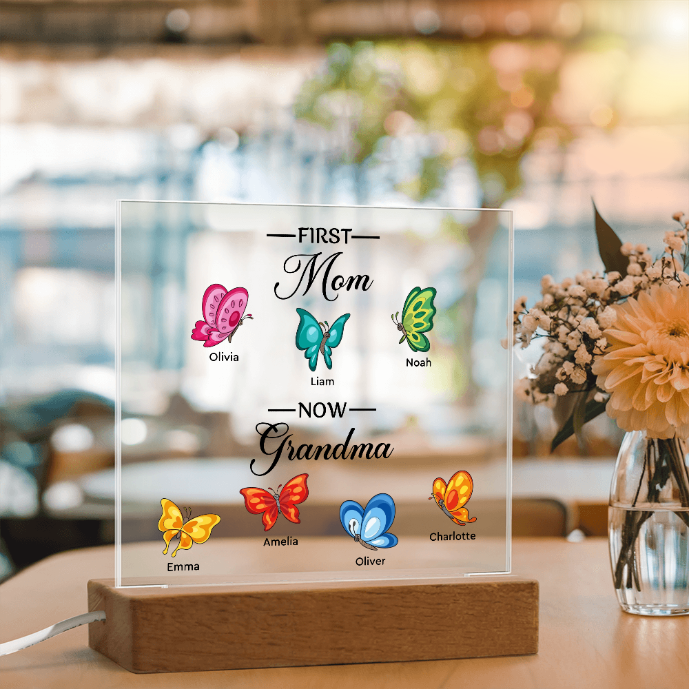 Personalized Acrylic Square Plaque for Grandma - Mother's Day Gift - First Mom Now Grandma
