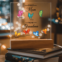Personalized Acrylic Square Plaque – First Mom, Now Grandma - TreasuredTale