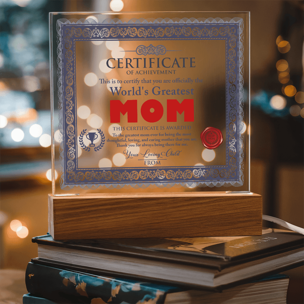 Acrylic Square Plaque – World's Greatest Mom Gift - TreasuredTale