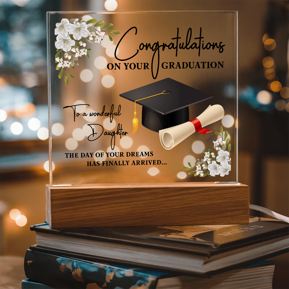 Acrylic Square Plaque - Graduation, Congratulations Daughter