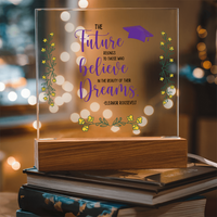 Acrylic Square Plaque - Graduation, The Future Belongs to Those who Believe