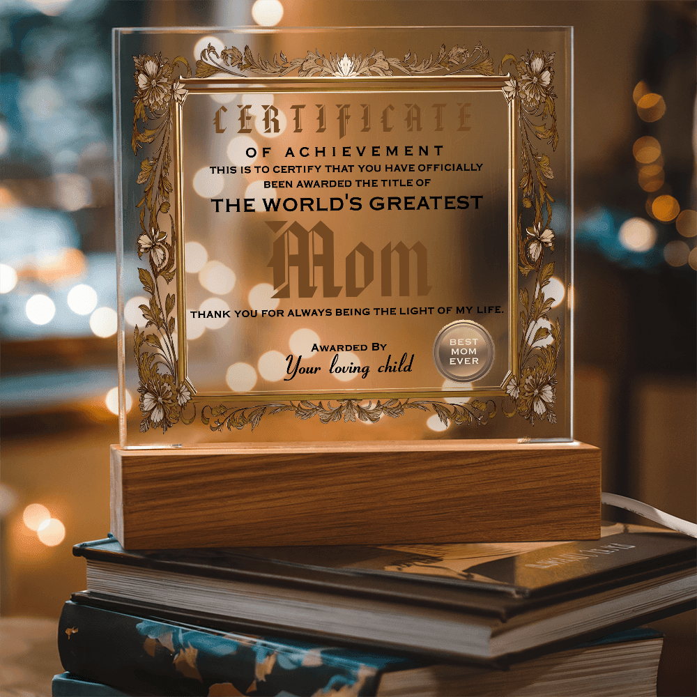 Acrylic Circle Plaque – World's Greatest Mom Award - TreasuredTale