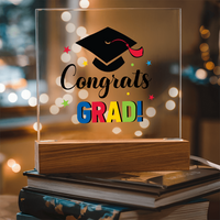 Acrylic Square Plaque - Congrats grad, Graduation