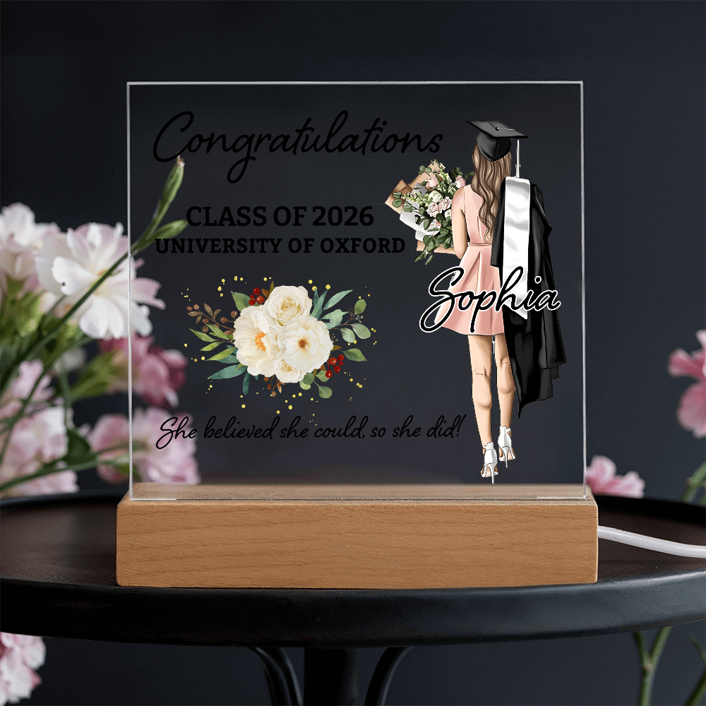 Acrylic Square Plaque - Personalized Graduation Gift For Her
