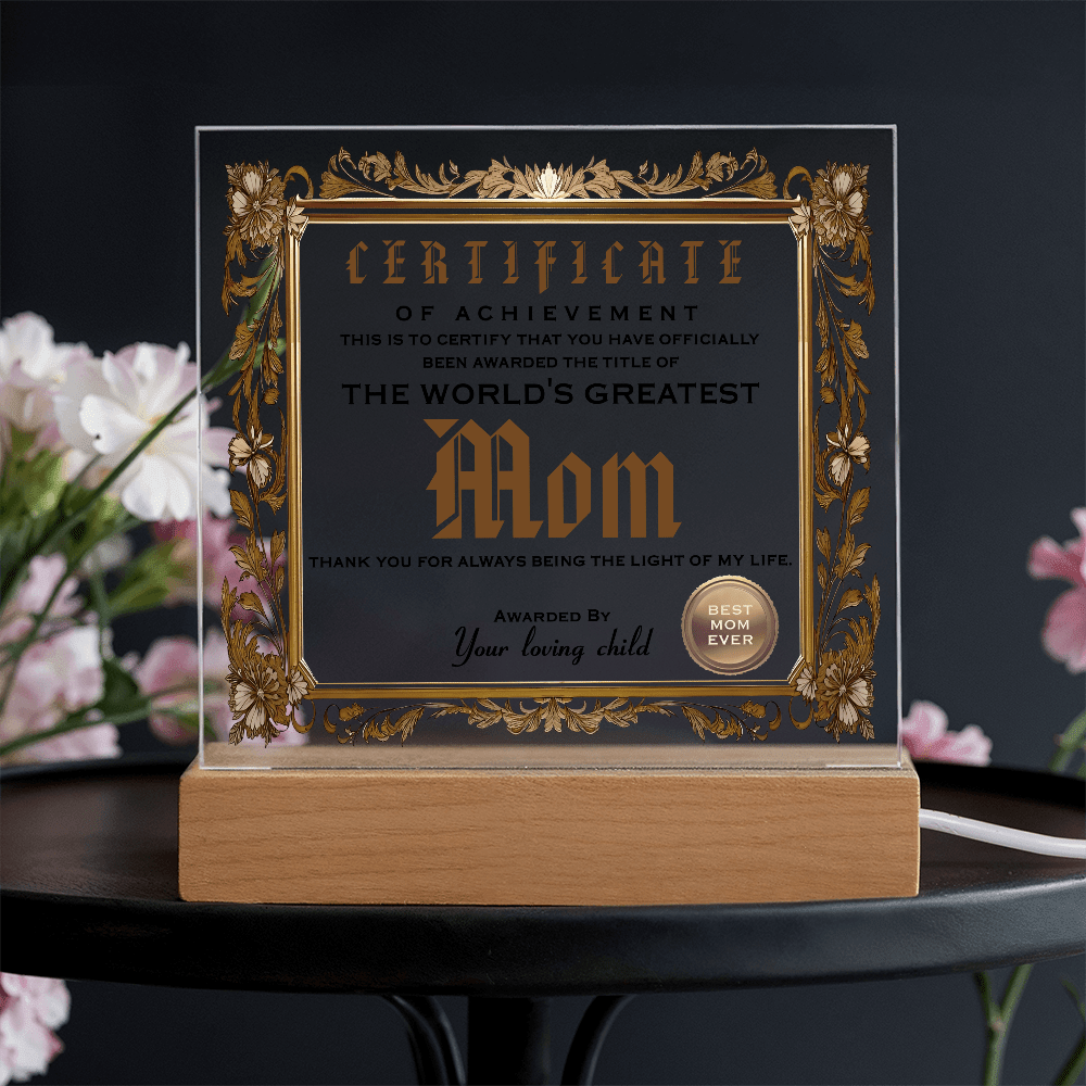 Acrylic Circle Plaque – World's Greatest Mom Award - TreasuredTale
