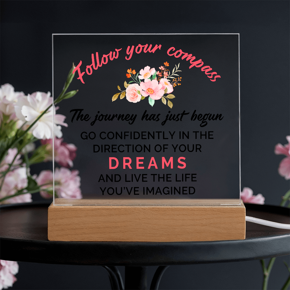 Acrylic Square Plaque - Graduation, Follow Your Compass