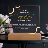 Acrylic Square Plaque - Graduation, To My Amazing Son