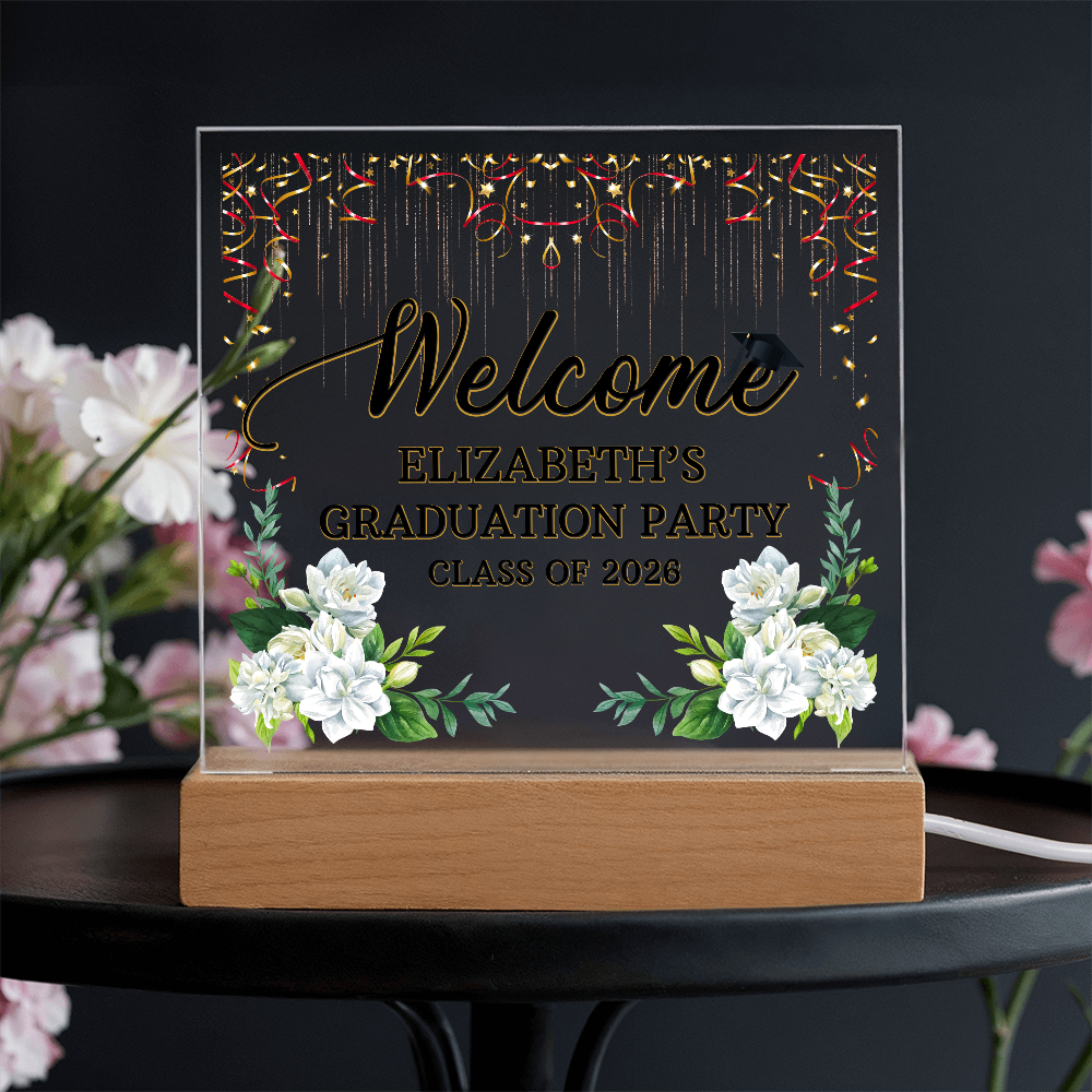 Personalized Acrylic Square Plaque - Graduation Party For Her