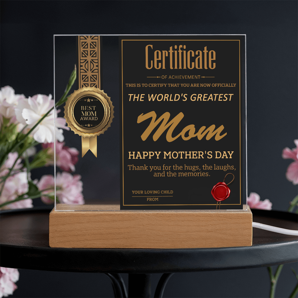 Acrylic Square Plaque – World's Greatest Mom Mother's Day - TreasuredTale