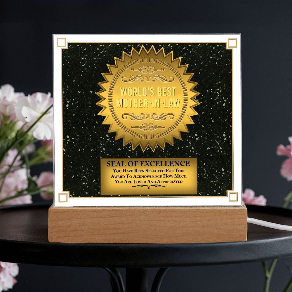Acrylic Square Plaque – World's Best Mother - in - Law Gift - TreasuredTale