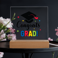 Acrylic Square Plaque - Congrats grad, Graduation