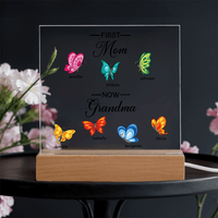 Personalized Acrylic Square Plaque – First Mom, Now Grandma - TreasuredTale