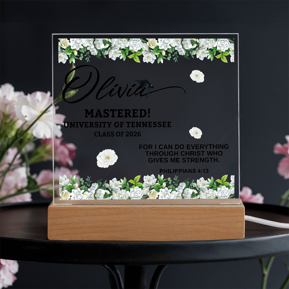 Personalized Acrylic Square Plaque - Graduation, Masters,  Religion