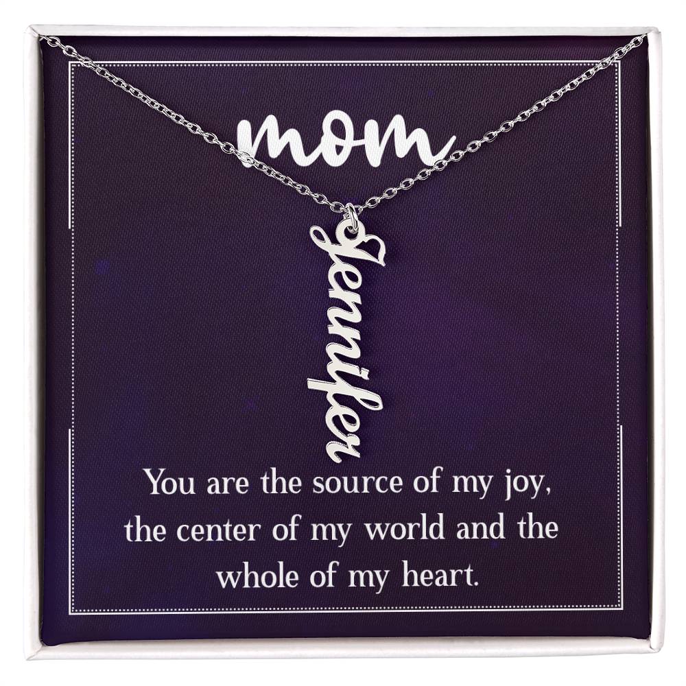 Multi Vertical Name Necklace for Mom - Source of My Joy - Mother's Day Gift